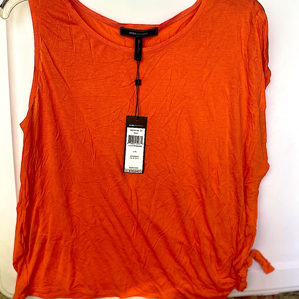 BCBG MaxAzria orange half tank/half tee